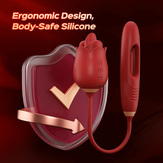 Sexoralab Cherry Red Dual Rotating Bead 10 Vibrating 6 Thrusting G Spot Vibrator