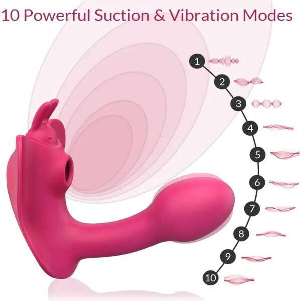 Dual-Action G Spot Vibrator - Clitoralis Stimulator with Flapping & Vibrating Motion, Remote Control, Butterfly Wearable Vibrator