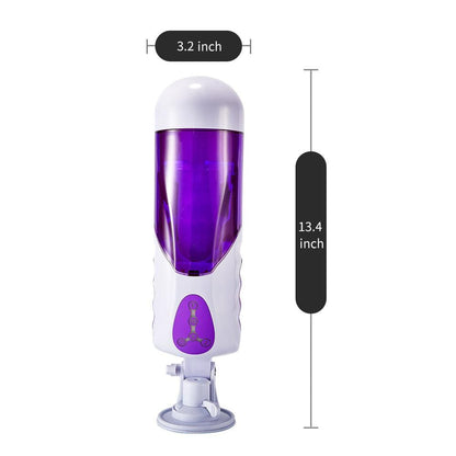 Purple-White 10-Frequency Telescoping 10 Speeds Voice Masturbation Cup