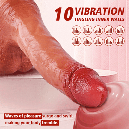 Simulated Ejaculation 8.5 IN Vibrating Dildo Enema Bulb for G-Spot & Anal Prostate Play
