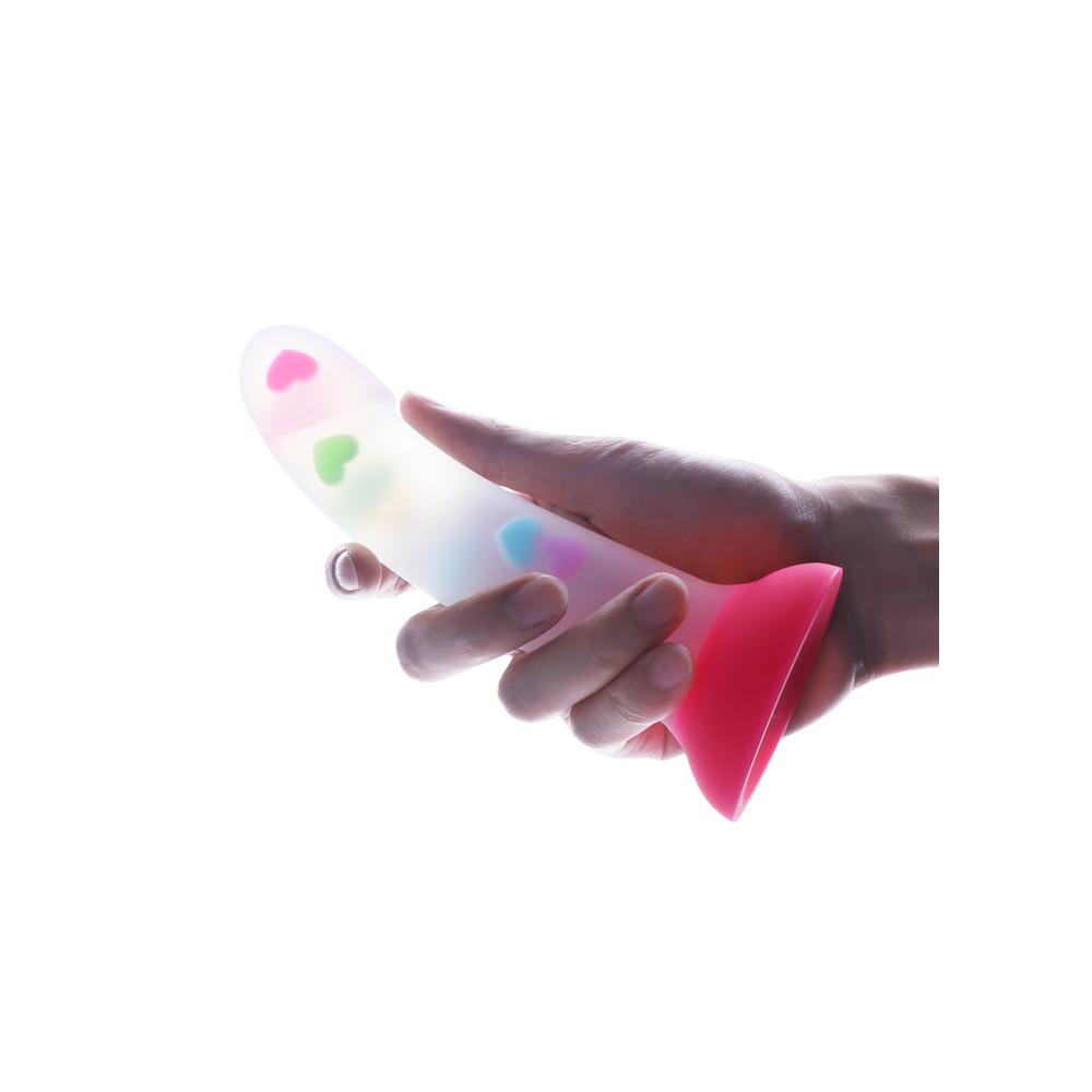 Transparency Luminous Heart Suction Dildo