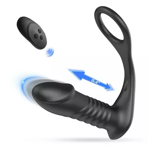 10 Vibrating 3 Thrusting Remote Control Anal Vibrator