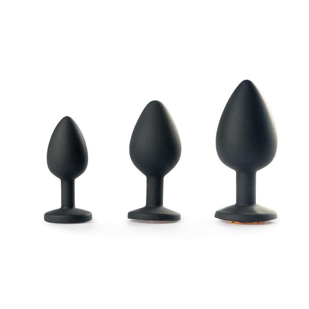Three-Piece Silicone Diamond Two Color Switchable Butt Plug