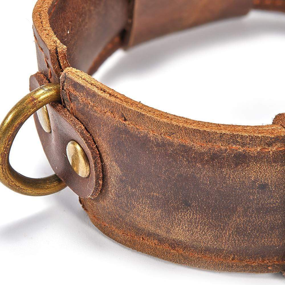 Brown Leather Adjustable Ankle Cuffs SM Toy