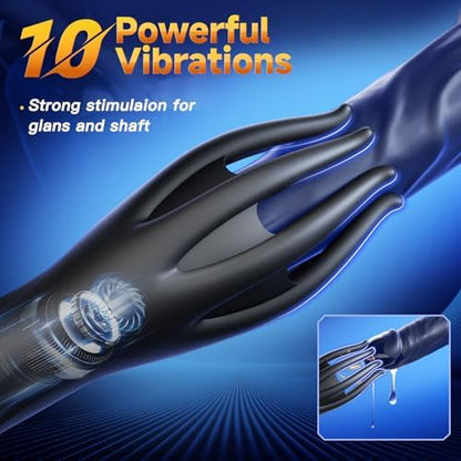 2-in-1 Male Vibrator & Masturbator - 10 Powerful Vibrations for Penis Training & Stimulation