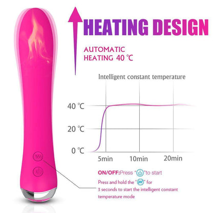 Pink Silicone Vibrator with Automatic Heating