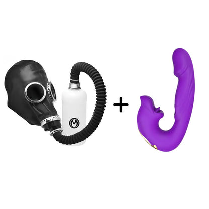 Dark Inhaler Gas Mask with Bottle Bondage Gear Fetish Restraint Sex Toy