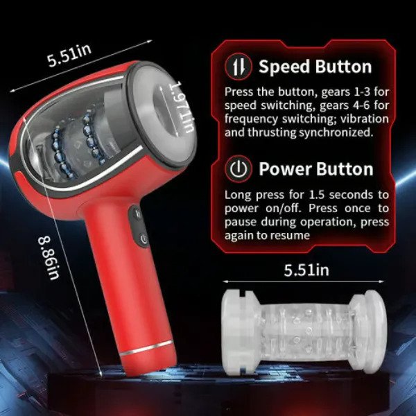 Handheld Automatic 6 Frequency Thrusting Vibration Male Masturbator