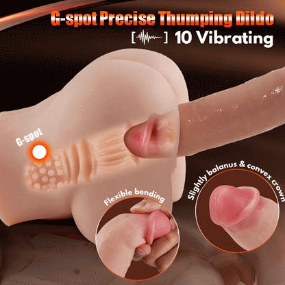 Buyging™ Fully Foreskin 10 Vibrating Dildo with Suction Cup Base 7.36 Inch
