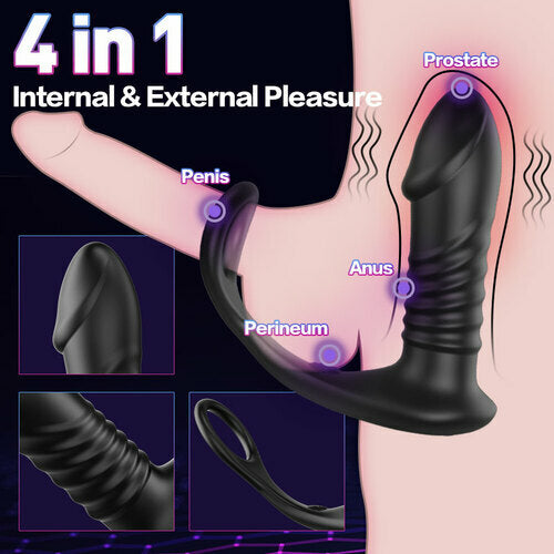 Buyging™ 10 Vibrating 3 Thrusting Remote Control Anal Vibrator