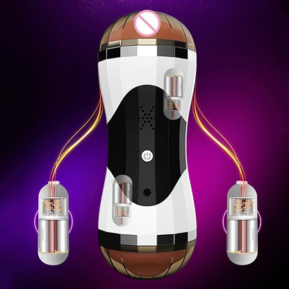 Male Masturbator Powerful Multi Modes Electric Masturbating Cup 2 in 1 Realistic Channel Pocket Sex Toy for Men