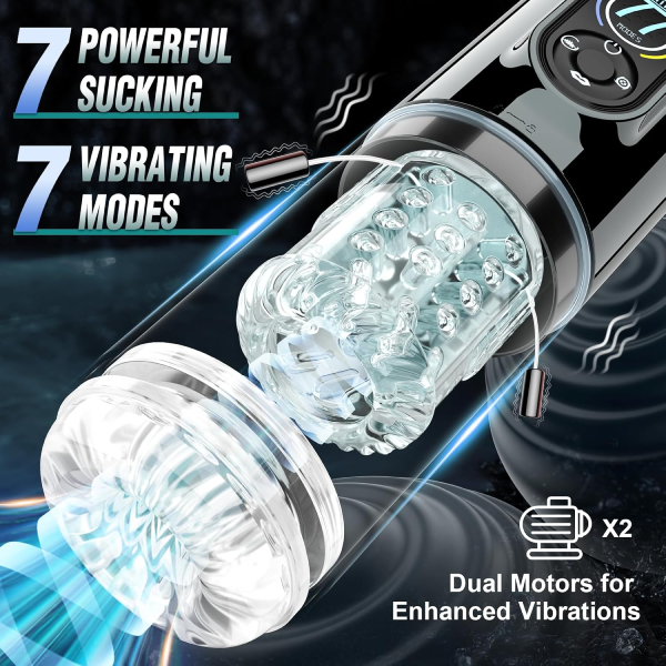Innovative 7 Sucking & Vibrating & Thrusting & Rotating & Licking Automatic Male Masturbator
