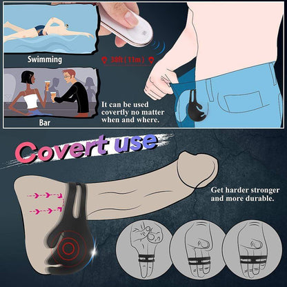 9-Speed Vibrating Penis Ring with Taint Teaser, Stimulate Penis Scrotum Testicle