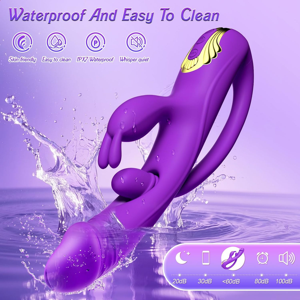 Newest 3-in-1 Rabbit G-spot Vibrator with 10 Flapping Vibrating & 7 Licking Sucking Modes