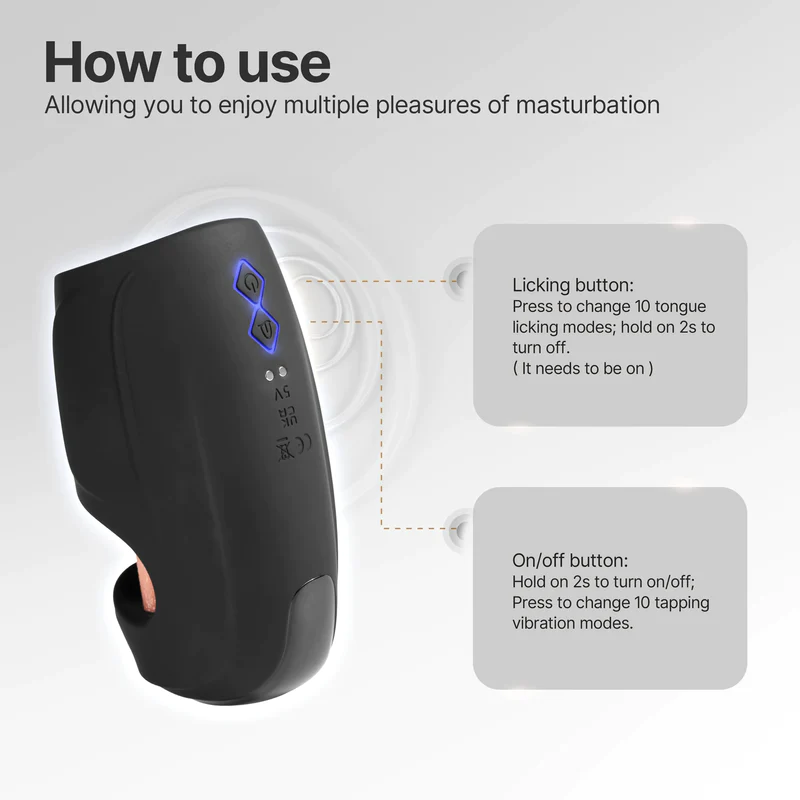 10 Tongue Licking Vibrations and 10 Beating Vibration Modes Penis Training Vibrator