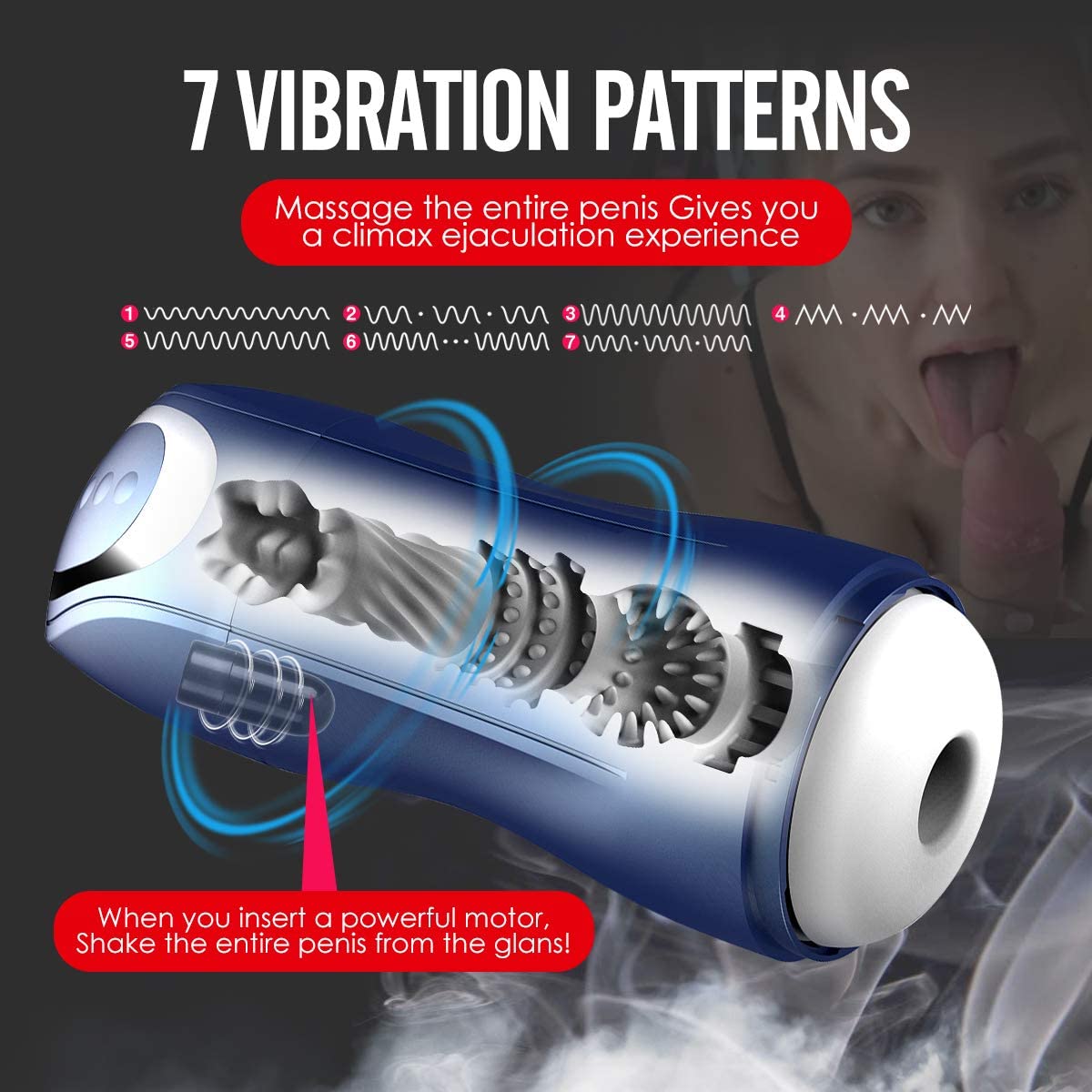 Electric Male Masturbator Cup with 5 Powerful Vacuum Suction 7 Vibrating Modes Oral Masturbators