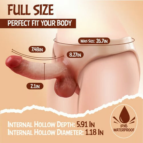 Buyging™ Strap-on Dildo Silicone Wearable Hollow Dildos Panties With 7.48'' Realistic Penis