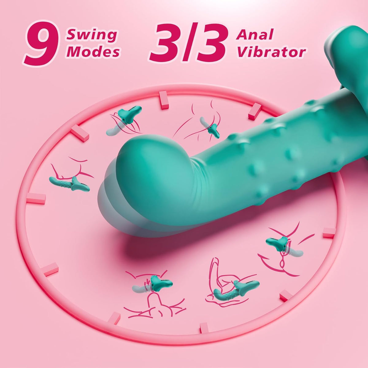 Sexoralab™ 9 Vibrating 9 Swing, Anal Clit Nipple Vibradores Rabbit Vibrators, Adult Sex Toys & Games, Rose Sex Toy Dildo LCD Display