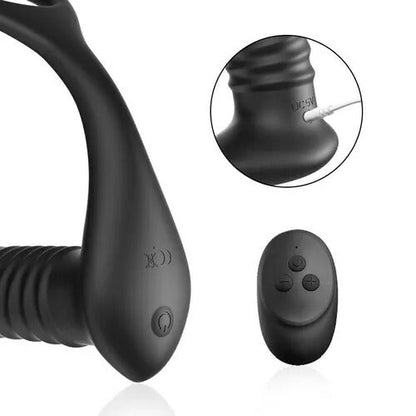 10 Vibrating 3 Thrusting Remote Control Anal Vibrator