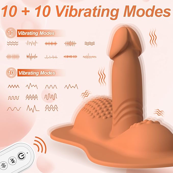Remote control sit-down retractable vibrating dildo with 3 powerful motors and 20 vibration combinations