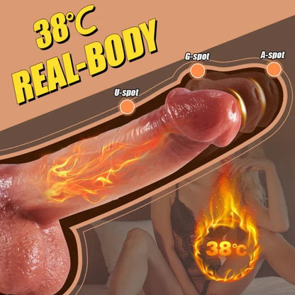 9 Vibration & 3 Thrusting Swing & Heat Realistic Dildo 8.66 Inch