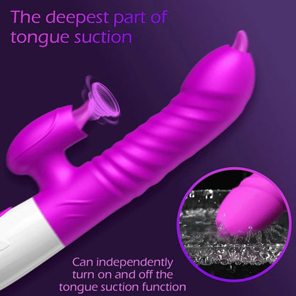 Double Tongue Vibrating dildo with Telescopic Rotating vibrators for woman Anal vaginal Clitoris Stimulator Adult suck sex toys