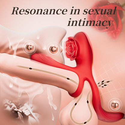 3-in-1 vibrating penis ring equipped with 3 powerful vibration motors and 10 vibration modes