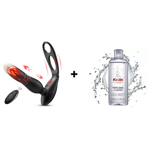 Buyging™ Low-noise 10 Thrusting 10 Vibrating Prostate Massager With Dual Cock Rings