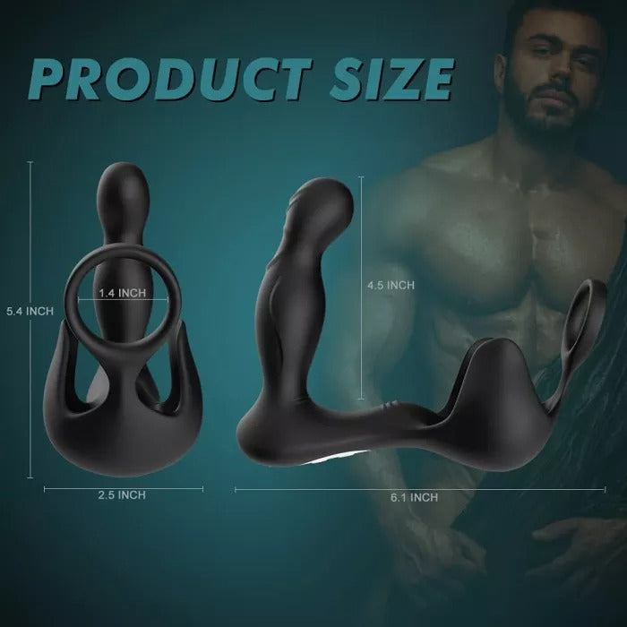 3 IN 1 9 Vibration Modes Prostate Massager with Cock Ring