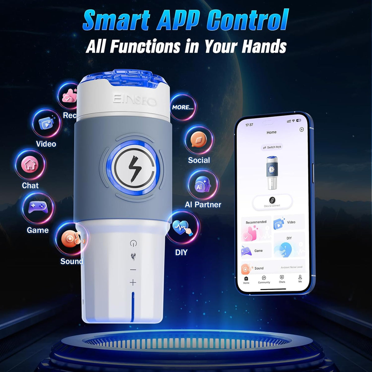 AI & APP Control Thrusting Male Stroker with 360° Heating, 5-Speed Smooth Motion Adult Mens
