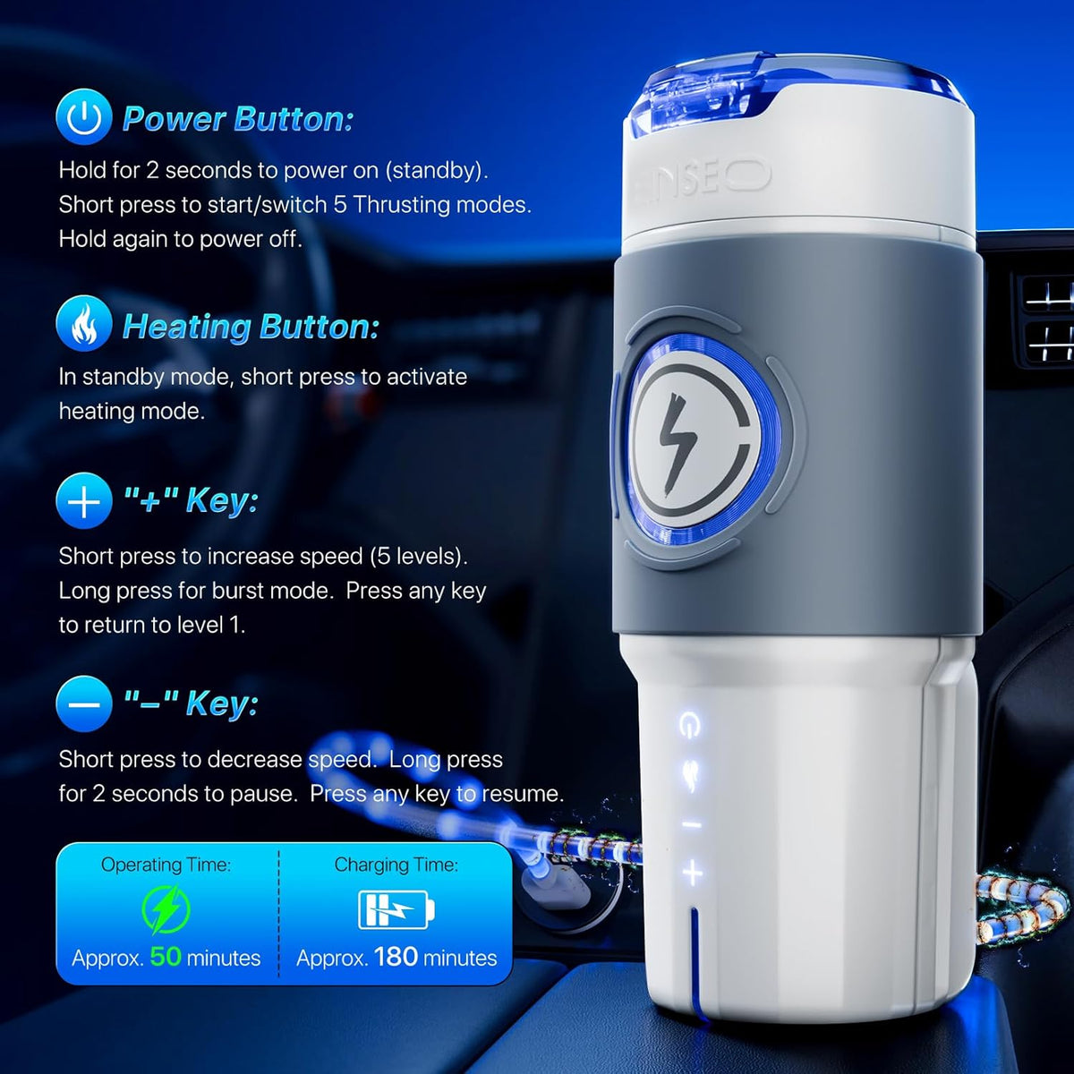 AI & APP Control Thrusting Male Stroker with 360° Heating, 5-Speed Smooth Motion Adult Mens