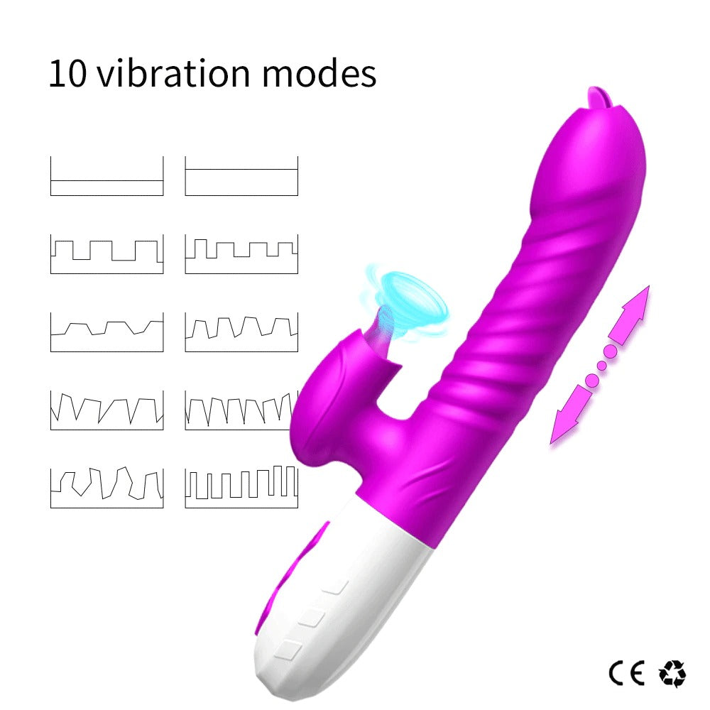 Double Tongue Vibrating dildo with Telescopic Rotating vibrators for woman Anal vaginal Clitoris Stimulator Adult suck sex toys