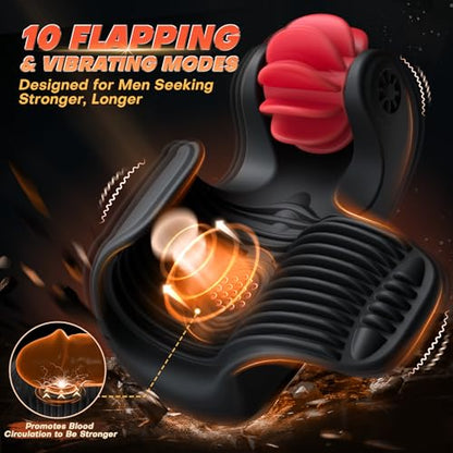 10 Licking & 10 Flapping & 10 Vibrating Super Soft Male Penis Training Vibrator