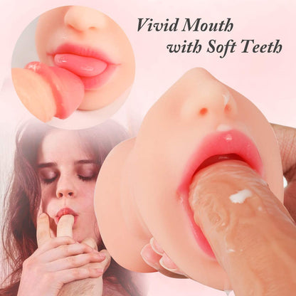 3 in 1 Male Masturbator, Pocket Pussy with Realistic Mouth Textured Vagina and Tight Anus