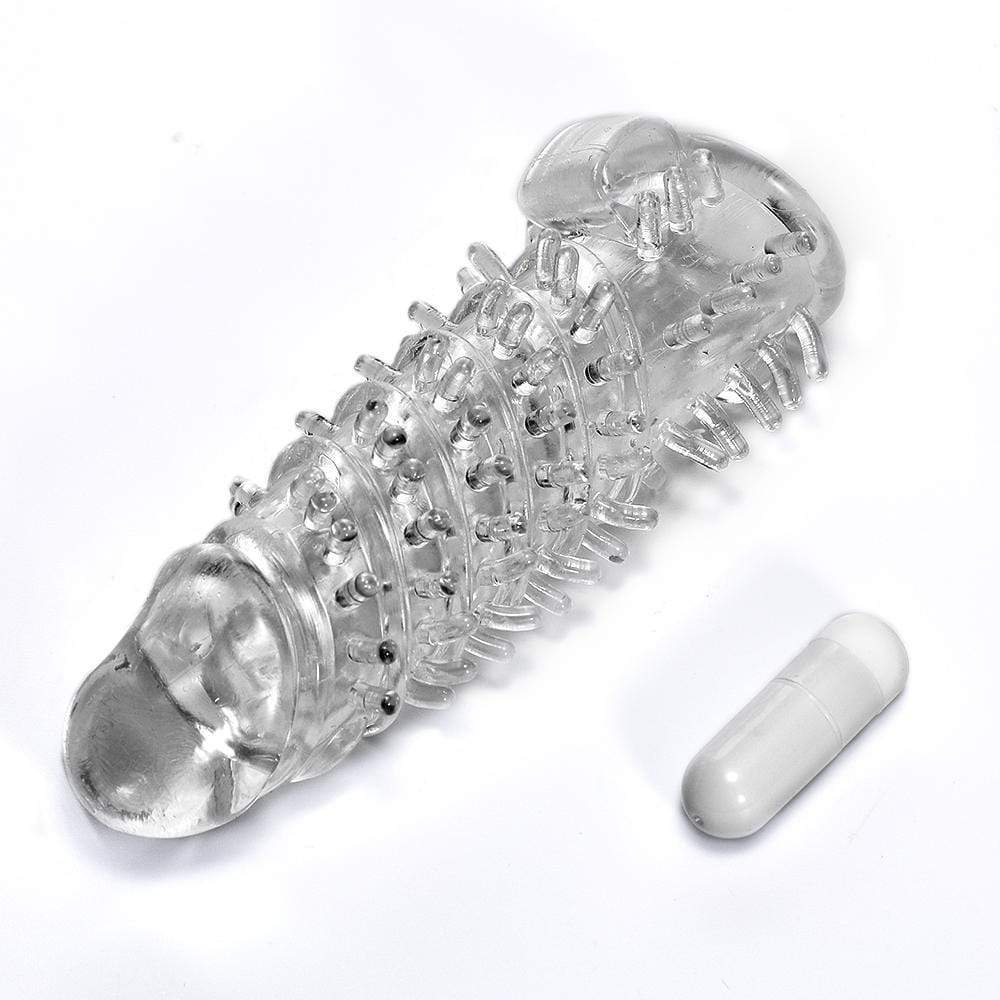 5.5 Transparent thicken lengthen vibrating penis sleeve