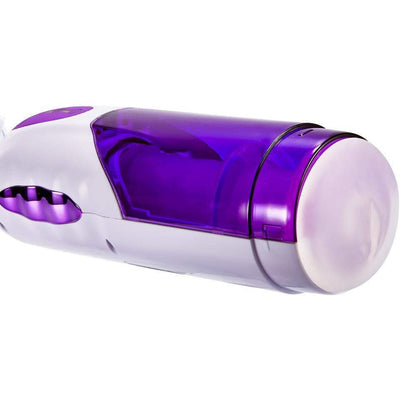 Purple-White 10-Frequency Telescoping 10 Speeds Voice Masturbation Cup