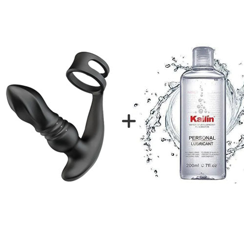 7 Thrusting 7 Vibrating Drill Spirals Double Cock Rings Prostate Massager