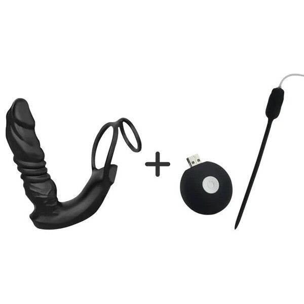 Buyging™ APP Control 9 Vibrating Thrusting Prostate Massager With Dual Cock Rings