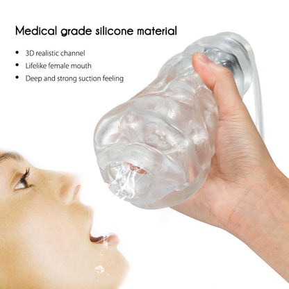 10 Frequencies Elastic Transparent Blow Job Vibrating Masturbator