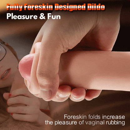 Buyging™ Fully Foreskin 10 Vibrating Dildo with Suction Cup Base 7.36 Inch