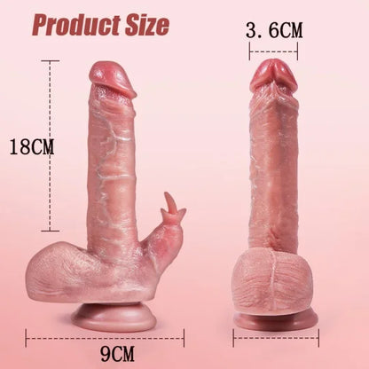 Power Thrust Suction Cup Dildo - Realistic silicone dildo with 7 pressure settings and 10 vibration and heat functions for G-spot stimulation, anal and vaginal stimulation