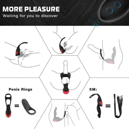 3IN1 Remote Control Prostate Massager With Penis Ring