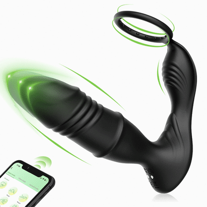Buyging™ APP/Controller & 9-Telescopic /Vibration & Cock Rings Prostate Massager