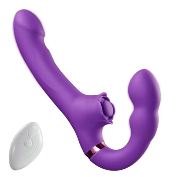 Buyging™ Strapless Strap-On G-Spot Dildo Vibrator With 10 Tapping Vibrating Modes