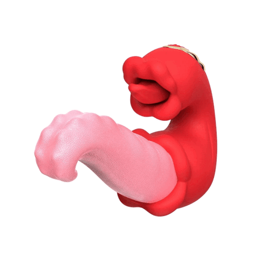 Sexoralab™ 4 in 1 Tongue Thrusting Vibrators Dildo Rose Sex Toys 10 Licking Clitoral & Vibration Sucking Clit Stimulator
