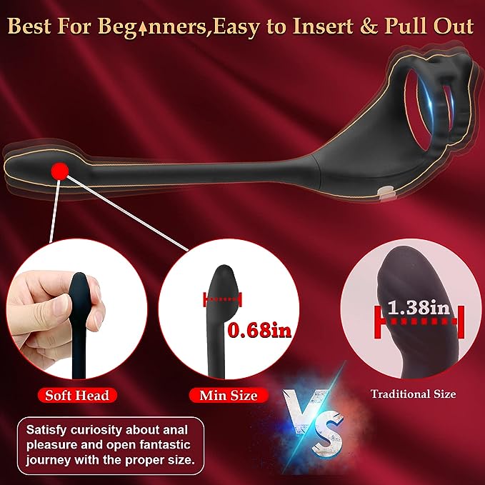 Vibrating penis ring stain stimulator with mini bullet, remote control, anal plug, prostate massager