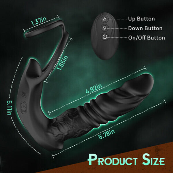 Buyging™ APP Control 9 Vibrating Thrusting Prostate Massager With Dual Cock Rings