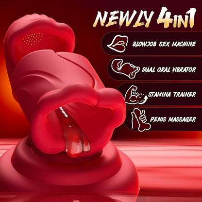 Sexoralab™Dual Lip Grip Trainer Men Sex Toy with 9 Vibration Modes, 360° Full-Surround Blowjob Penis Vibrator
