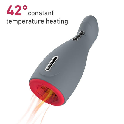 Matte Gray 5-frequency sucking 6-speed vibration Heating Blow-job Masturbator