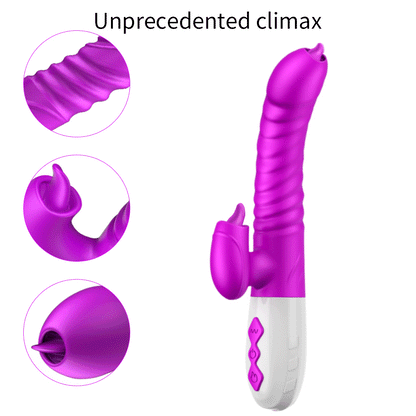 Double Tongue Vibrating dildo with Telescopic Rotating vibrators for woman Anal vaginal Clitoris Stimulator Adult suck sex toys